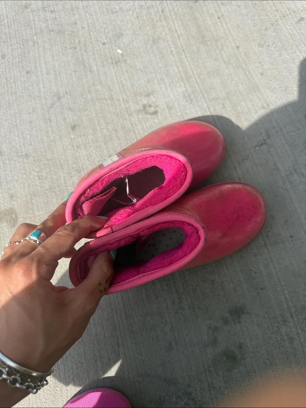 UGG Kids Glossy Hot Pink Short Rain Boot